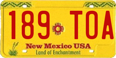 NM license plate 189TOA