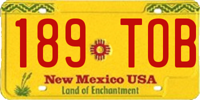 NM license plate 189TOB