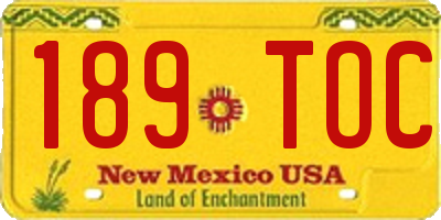 NM license plate 189TOC