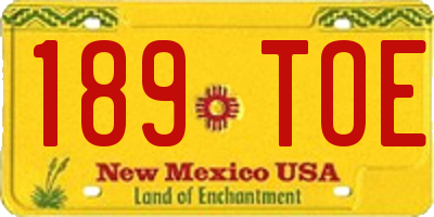 NM license plate 189TOE