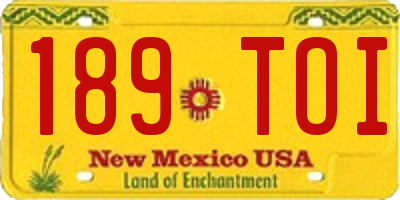 NM license plate 189TOI