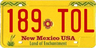 NM license plate 189TOL