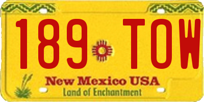 NM license plate 189TOW