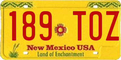 NM license plate 189TOZ