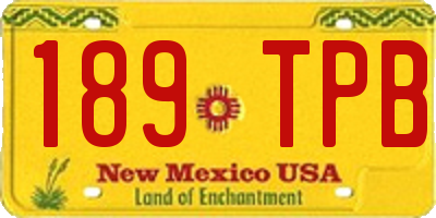 NM license plate 189TPB