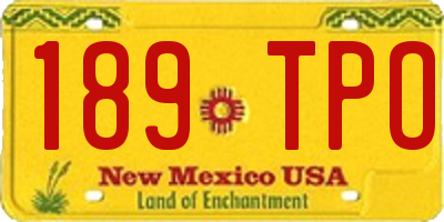 NM license plate 189TPO