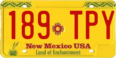 NM license plate 189TPY