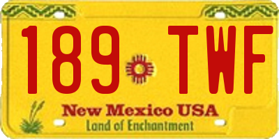 NM license plate 189TWF