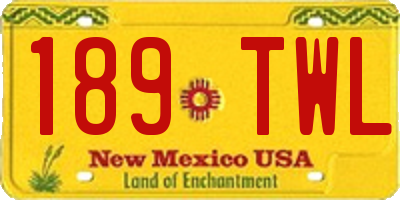 NM license plate 189TWL