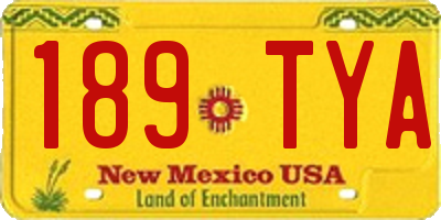NM license plate 189TYA