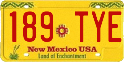 NM license plate 189TYE