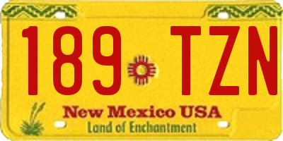 NM license plate 189TZN