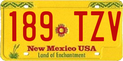 NM license plate 189TZV