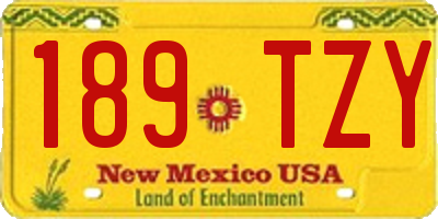 NM license plate 189TZY