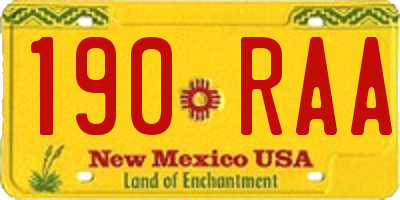 NM license plate 190RAA