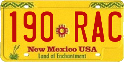 NM license plate 190RAC