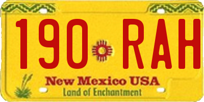 NM license plate 190RAH