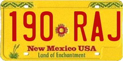 NM license plate 190RAJ