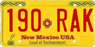 NM license plate 190RAK