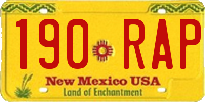 NM license plate 190RAP