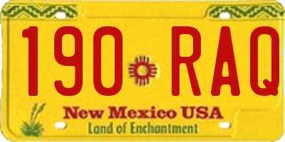 NM license plate 190RAQ