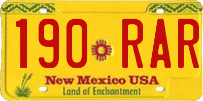 NM license plate 190RAR