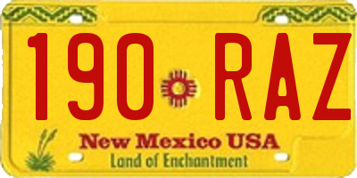 NM license plate 190RAZ
