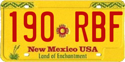 NM license plate 190RBF