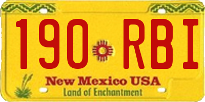 NM license plate 190RBI
