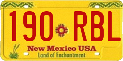 NM license plate 190RBL