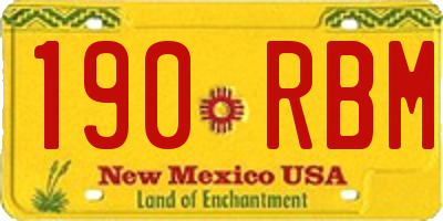 NM license plate 190RBM