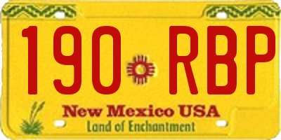 NM license plate 190RBP