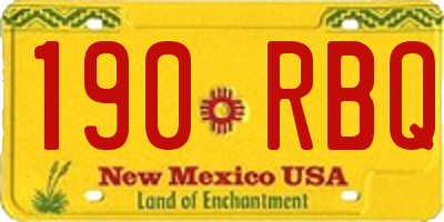 NM license plate 190RBQ