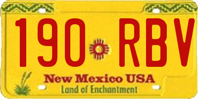 NM license plate 190RBV
