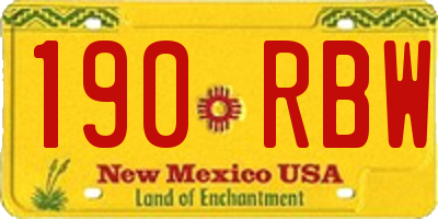 NM license plate 190RBW