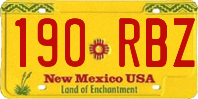 NM license plate 190RBZ