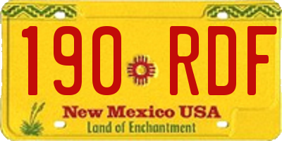 NM license plate 190RDF