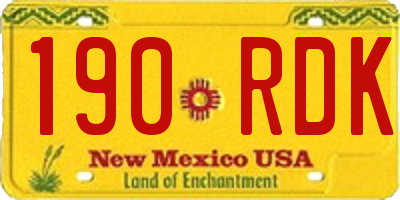 NM license plate 190RDK