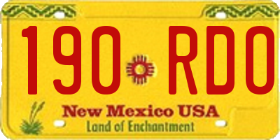 NM license plate 190RDO