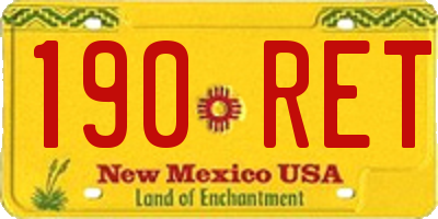 NM license plate 190RET