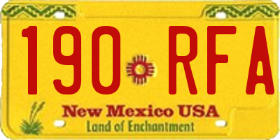 NM license plate 190RFA
