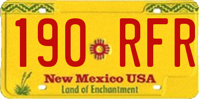 NM license plate 190RFR