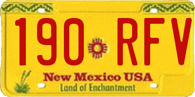 NM license plate 190RFV