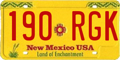 NM license plate 190RGK