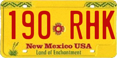 NM license plate 190RHK