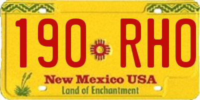 NM license plate 190RHO