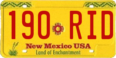 NM license plate 190RID