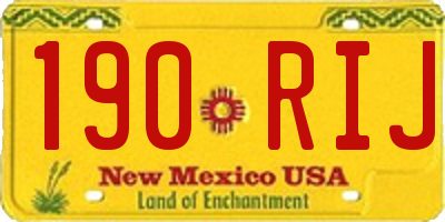 NM license plate 190RIJ