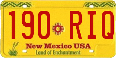 NM license plate 190RIQ
