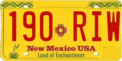 NM license plate 190RIW